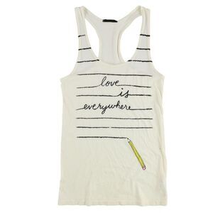 dirty violet Womens Love Is Everything Tank Top, Off-White, NWT